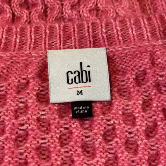 Cabi Elsa Oversized Cable Knit Sweater Pink Medium - Picture 7 of 7
